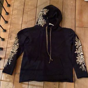 Johnny Was black sweatshirt with embroidery